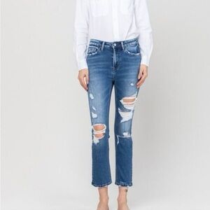 Vervet Ankle Length Distressed Skinny Jeans With Factory Whiskering Size 27